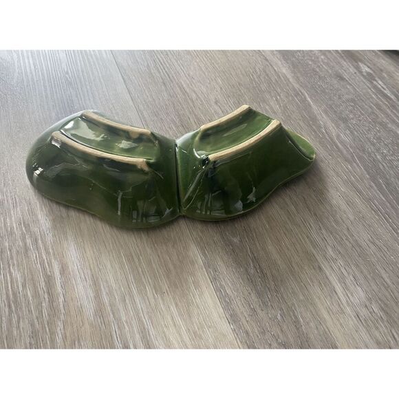 McCoy Lazy Susan Replacement Dish Green Partitioned Bowl USA Art Pottery Vtg - Picture 3 of 9